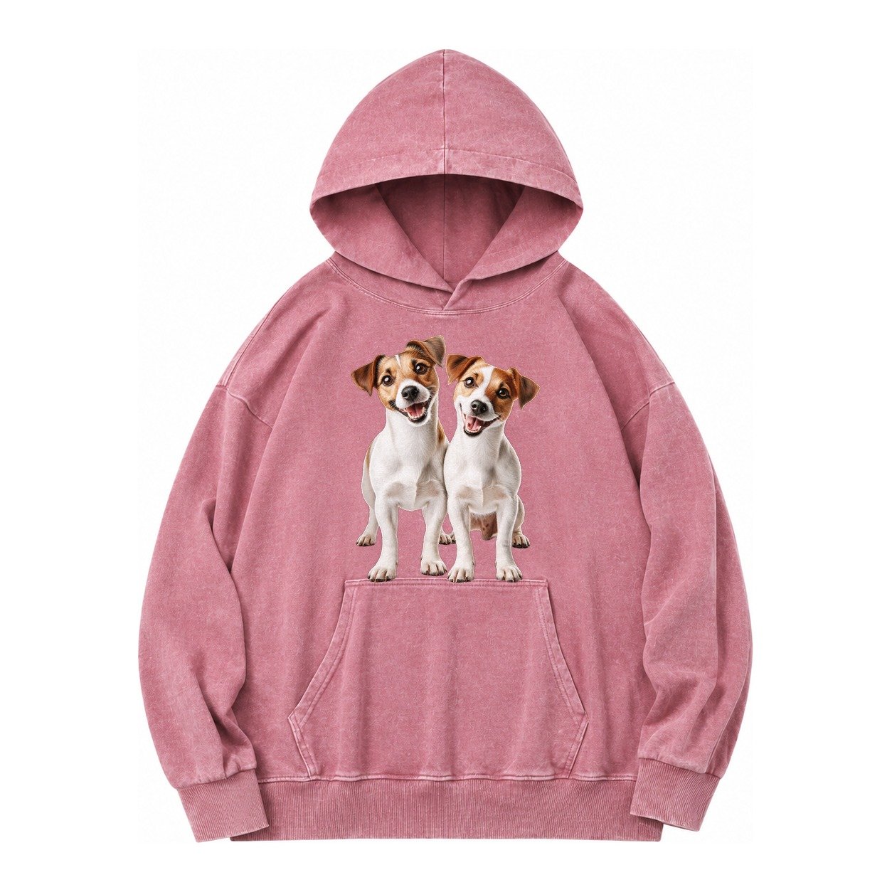 Two Jack Russels Vintage Washed Hoodie – Dusty Rose