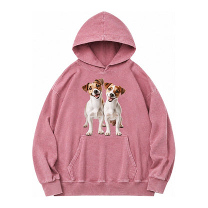Two Jack Russels Vintage Washed Hoodie – Dusty Rose
