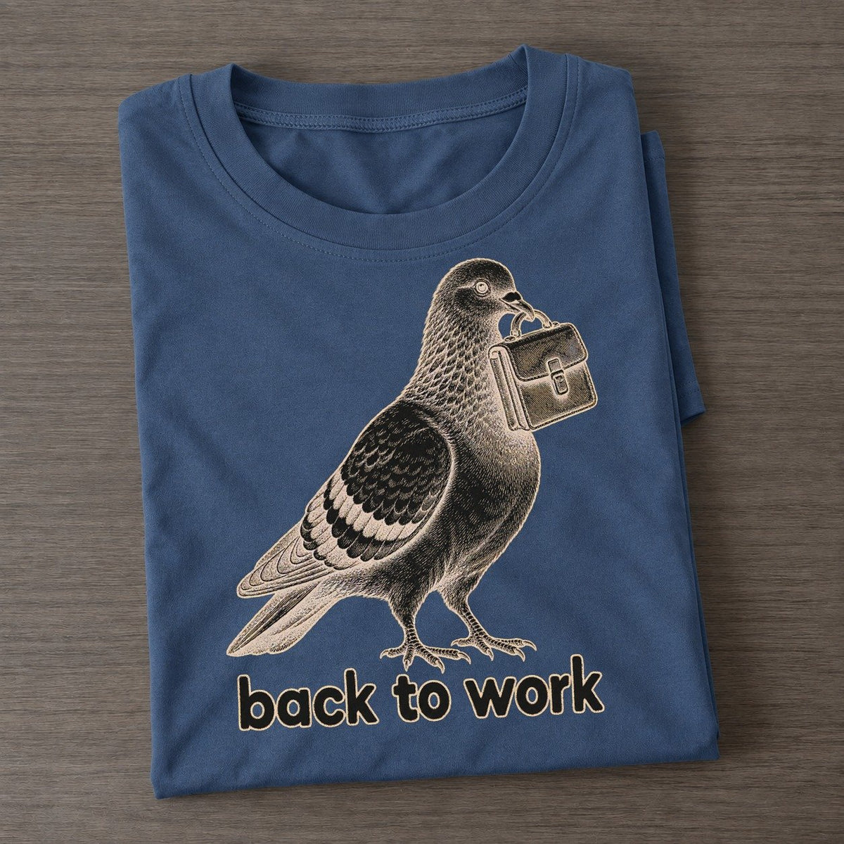 Pigeon Back To Work Unbothered Creatures Classic T-shirt – Twilight Navy