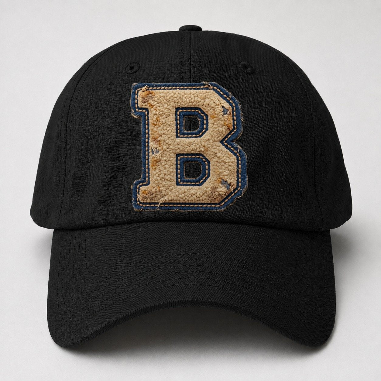 Varsity Chenille B Monogram Baseball Cap – Black