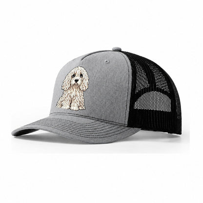 Komondor Sitting Sweetheart Trucker Hat – Sport Grey Black