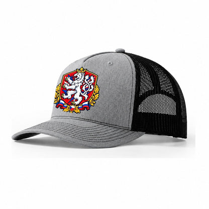Czech Republic Heraldic Crest Country Logos Trucker Hat – Sport Grey Black