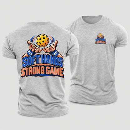 Soft Hands Strong Game Pickleball Life Cotton T-Shirt – Sport Grey