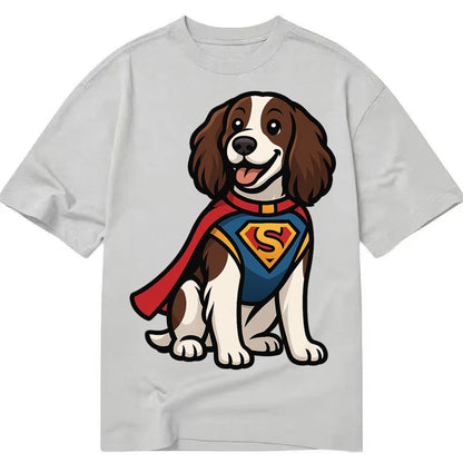 Springer Spaniel Friendly Hero Sitting Attentive With Paws V Classic T-shirt – Grey