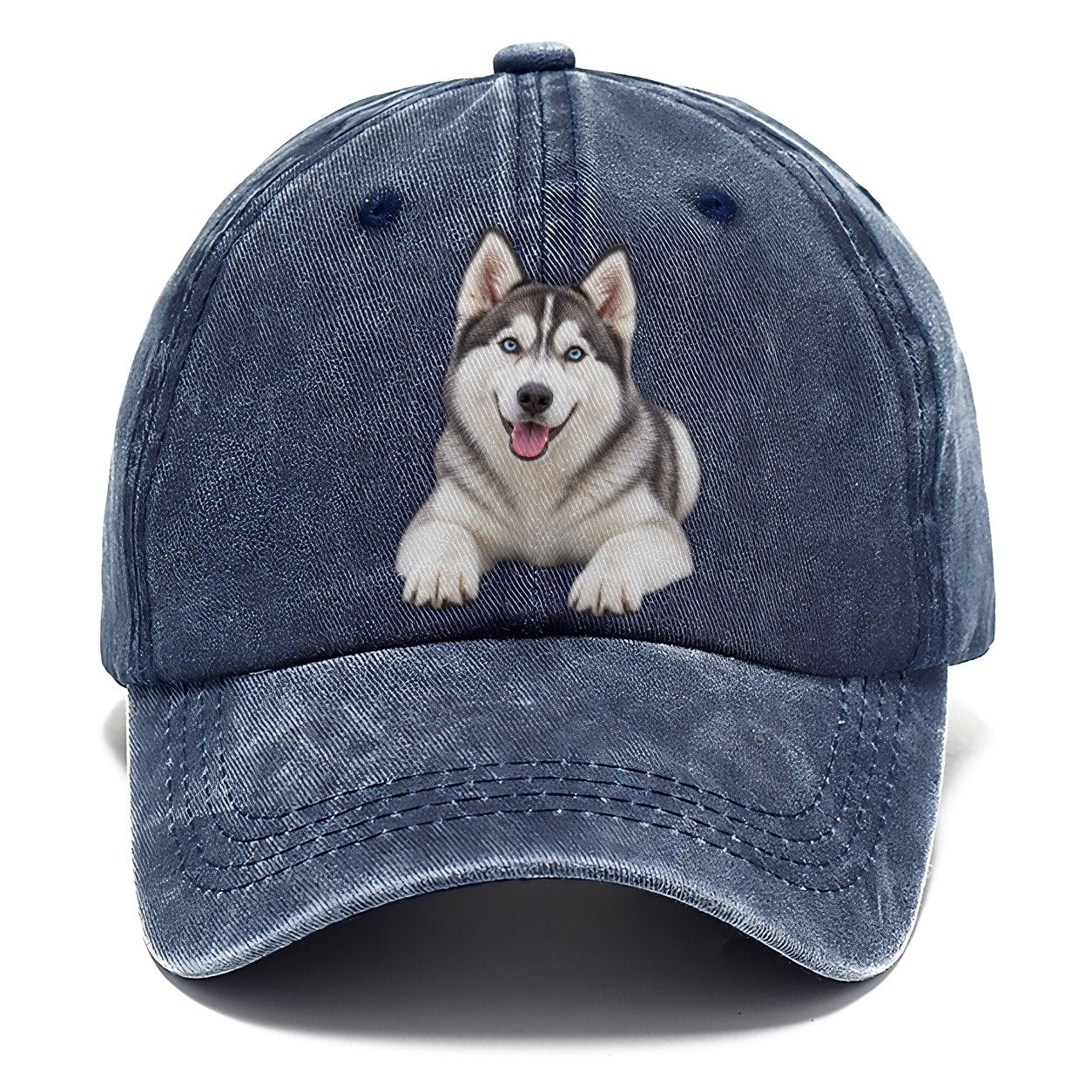 Siberian Husky Lying Down Top Breeds Classic Cap – Twilight Navy