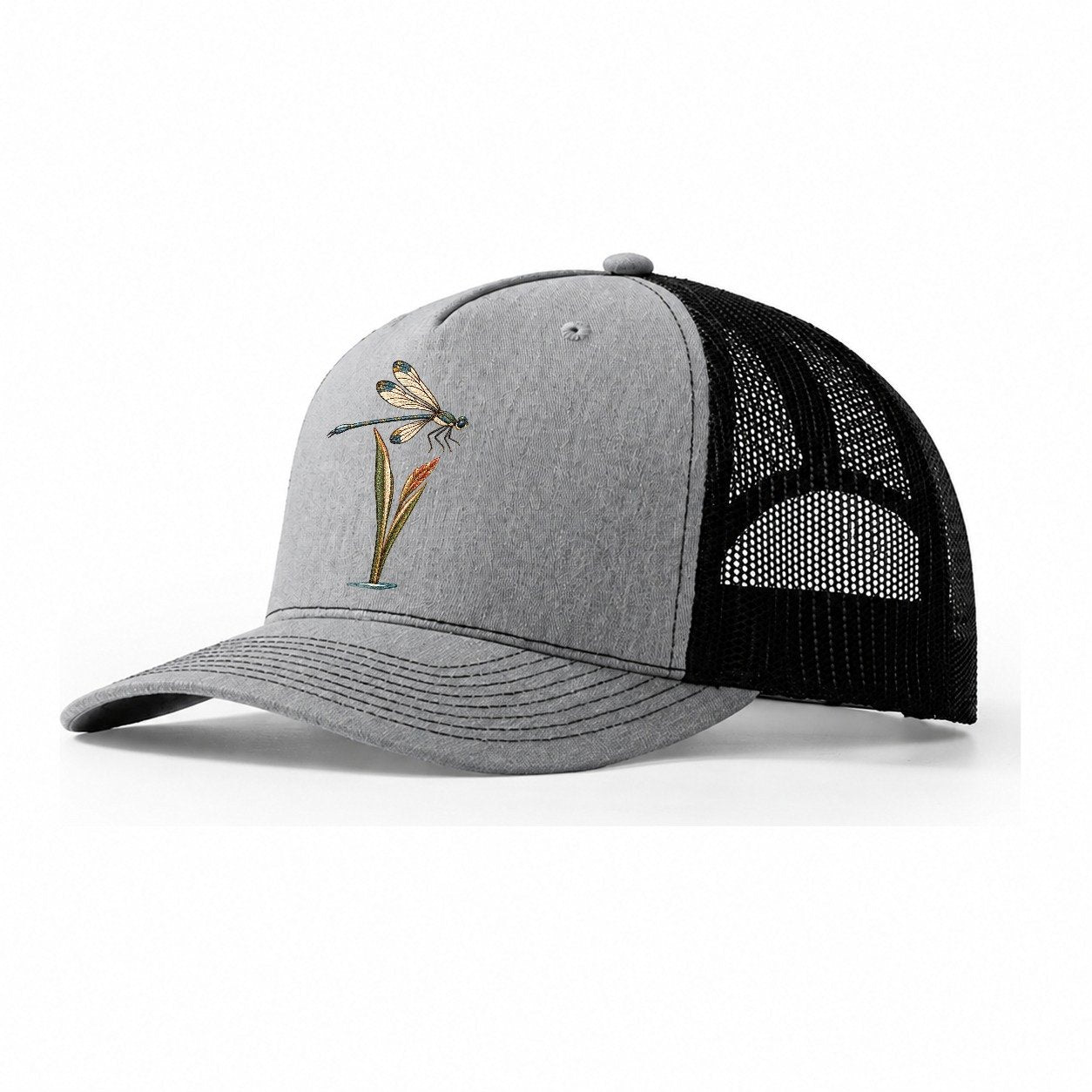 Damselfly Reed Reflection Gentle Wild Trucker Hat – Sport Grey Black