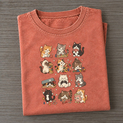 Game Night Cat Club Vintage T-shirt – Terracotta