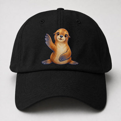 Sea Lion Front Flipper Wave Sea Sprite Baseball Cap – Black