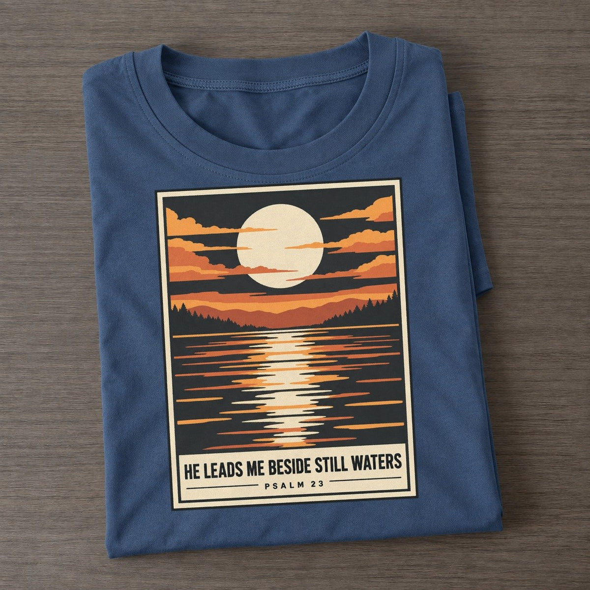 He Leads Me Beside Given Light Classic T-shirt – Twilight Navy