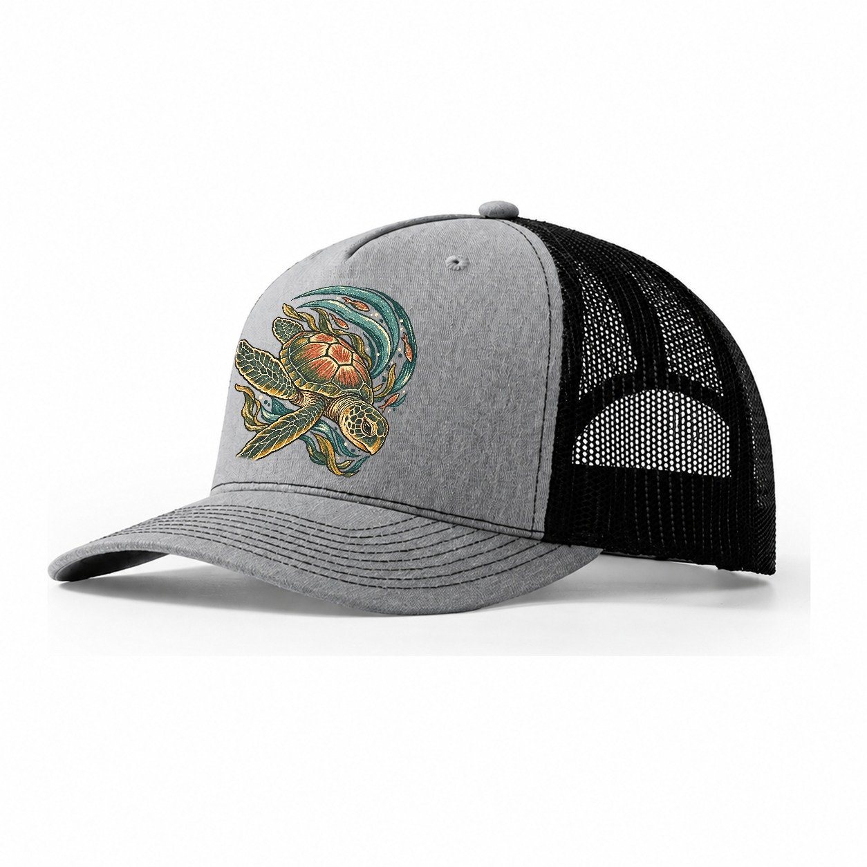 Turtle Crescent Current Gentle Wild Trucker Hat – Sport Grey Black