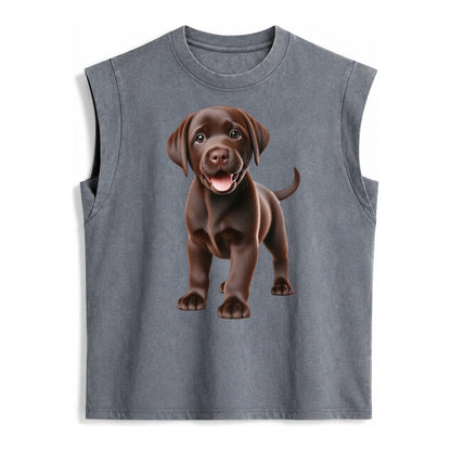 Chocolate Labrador Vintage Washed Tank – Grey