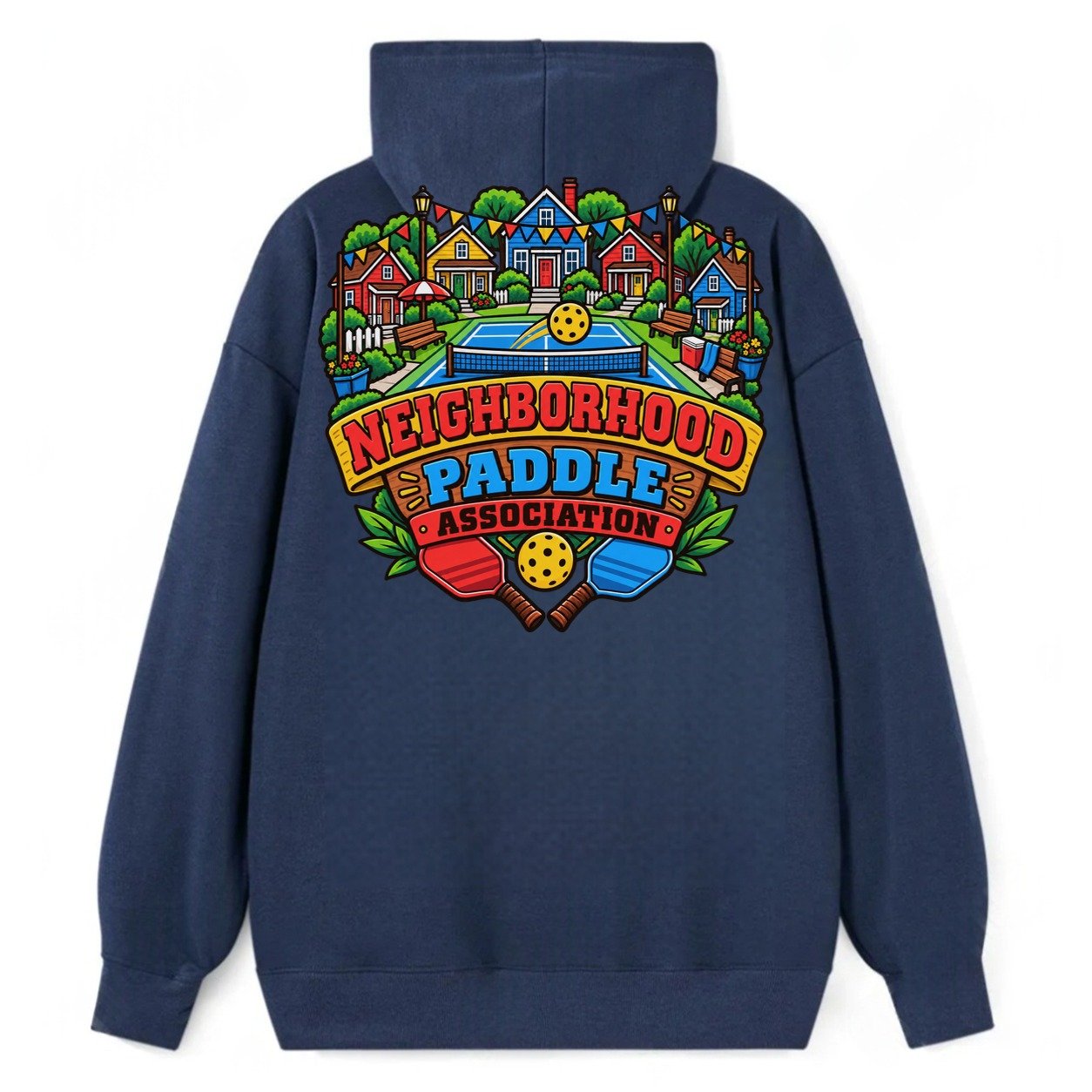 Neighborhood Paddle Association Pickleball Life Classic Pullover Hoodie – Navy