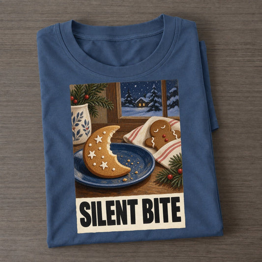 Silent Bite Painted Pop Culture Pun Classic T-shirt – Twilight Navy