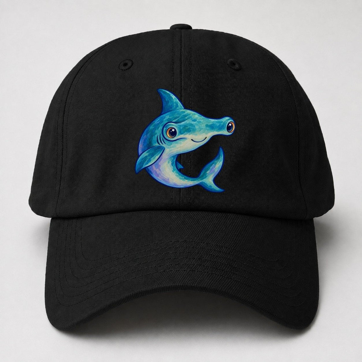Hammerhead Shark Crescent Turn Sea Sprite Baseball Cap – Black