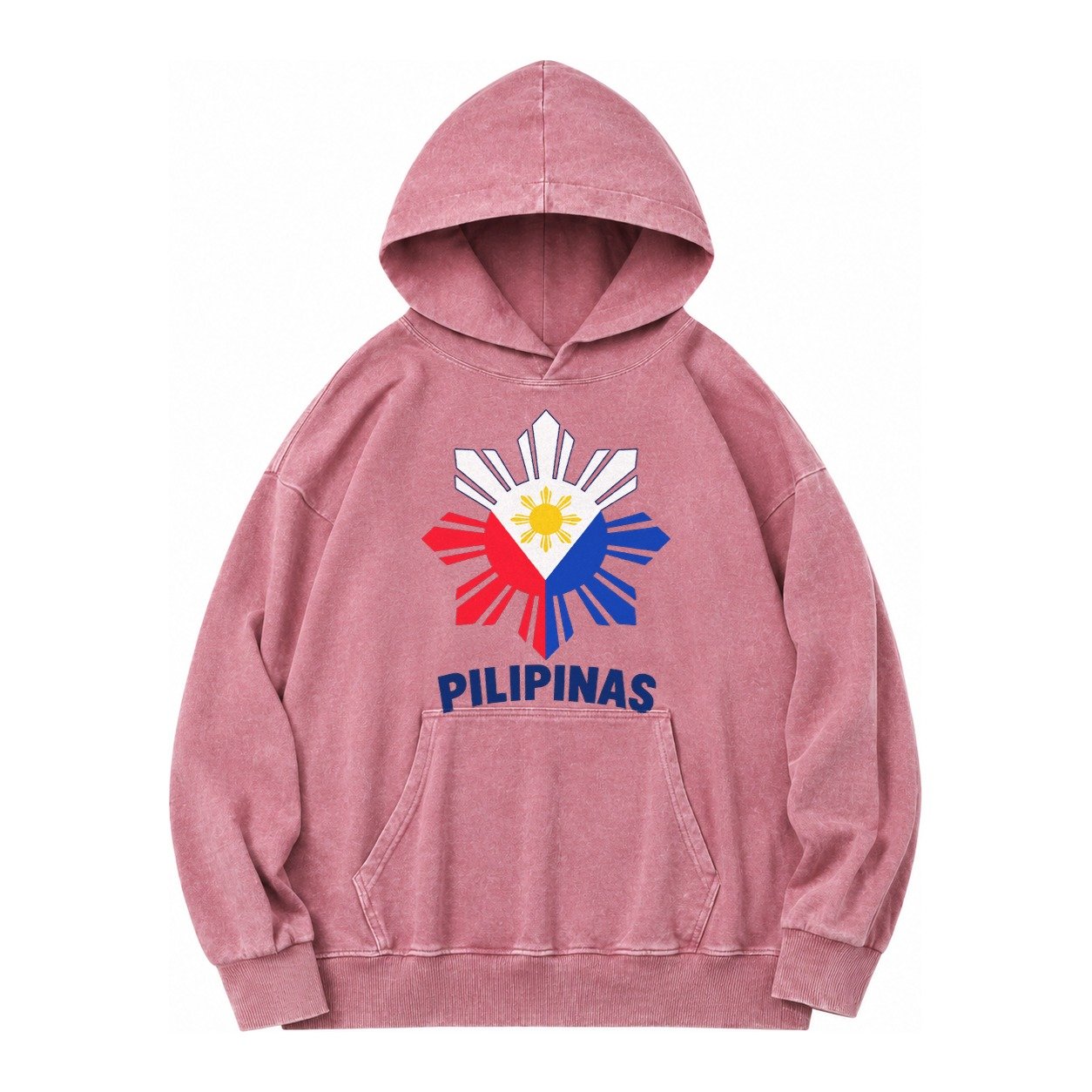 Philippines Sun Stars Vintage Washed Hoodie – Dusty Rose