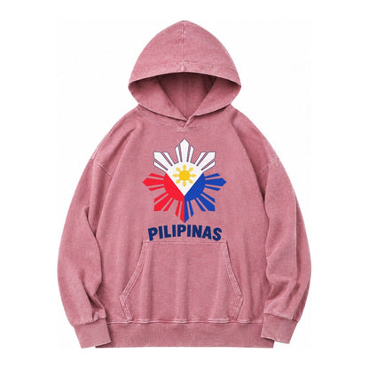 Philippines Sun Stars Vintage Washed Hoodie – Dusty Rose