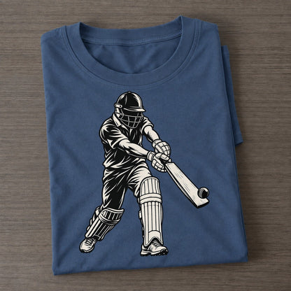 Cricket Batter Cover Drive Global Sports Ink Figures Classic T-shirt – Twilight Navy