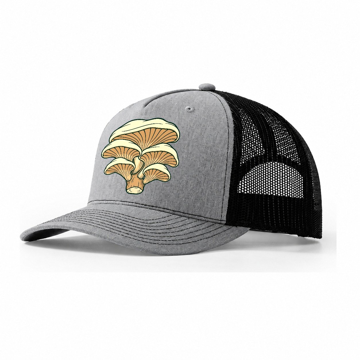 Oyster Shelf Bracket Foraging And Mycology Trucker Hat – Sport Grey Black
