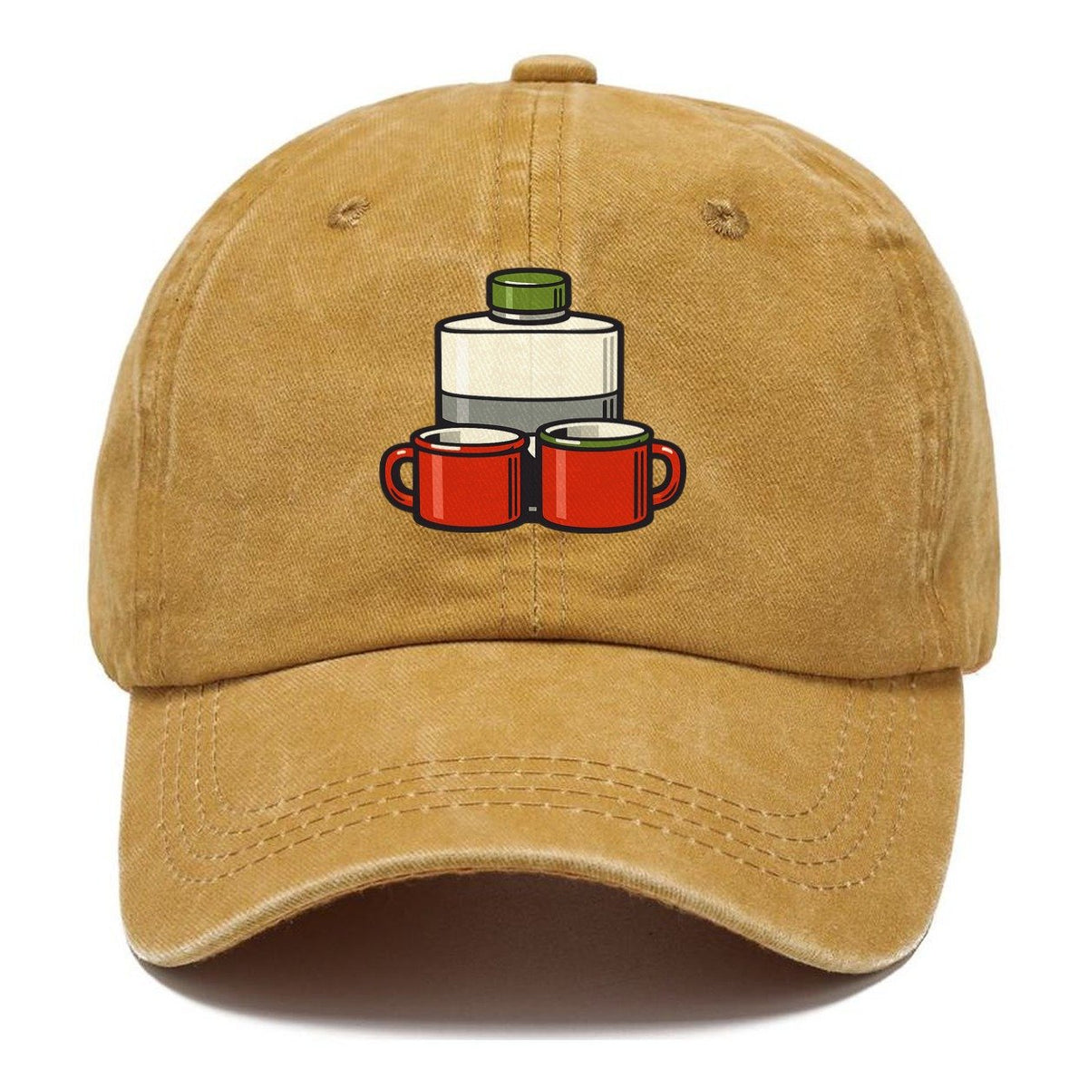 Flask And Two Mugs Geocaching Classic Cap – Golden Harvest