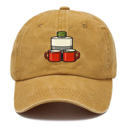 Flask And Two Mugs Geocaching Classic Cap – Golden Harvest
