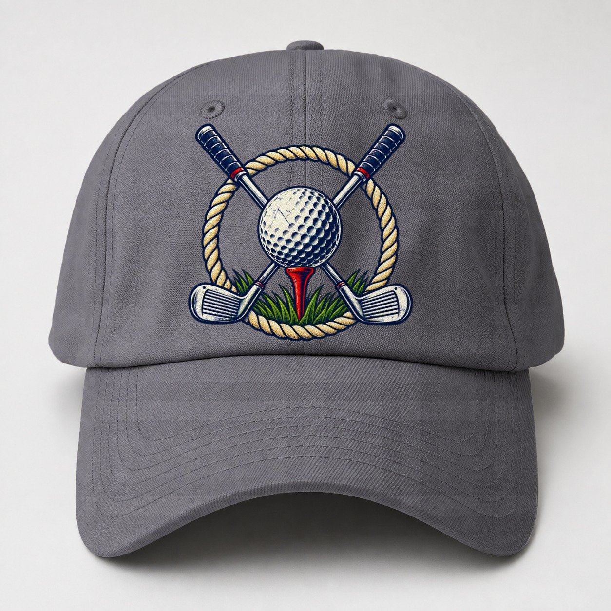 Crossed Clubs Crest Golf Life Baseball Cap – Grey