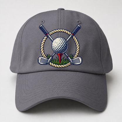 Crossed Clubs Crest Golf Life Baseball Cap – Grey