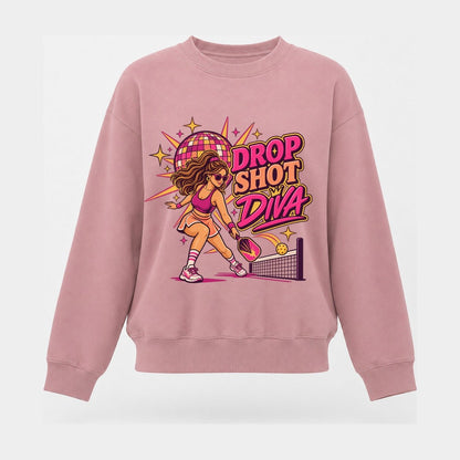 Drop Shot Diva Pickleball Life Women's Crewneck Sweatshirt – Pink