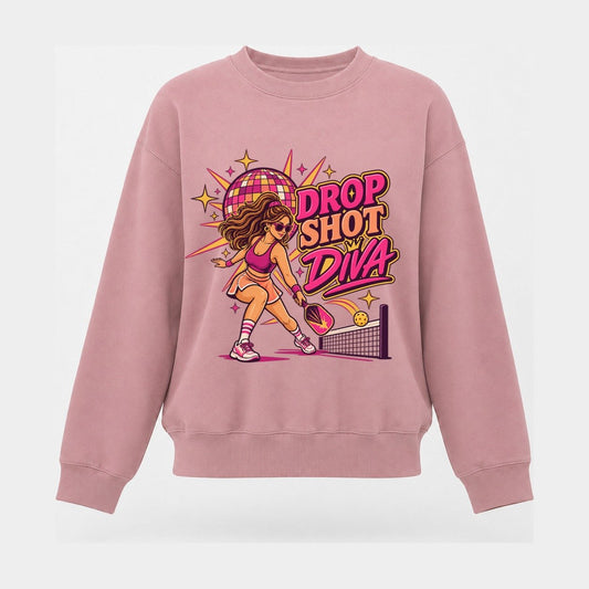 Drop Shot Diva Pickleball Life Women's Crewneck Sweatshirt – Pink