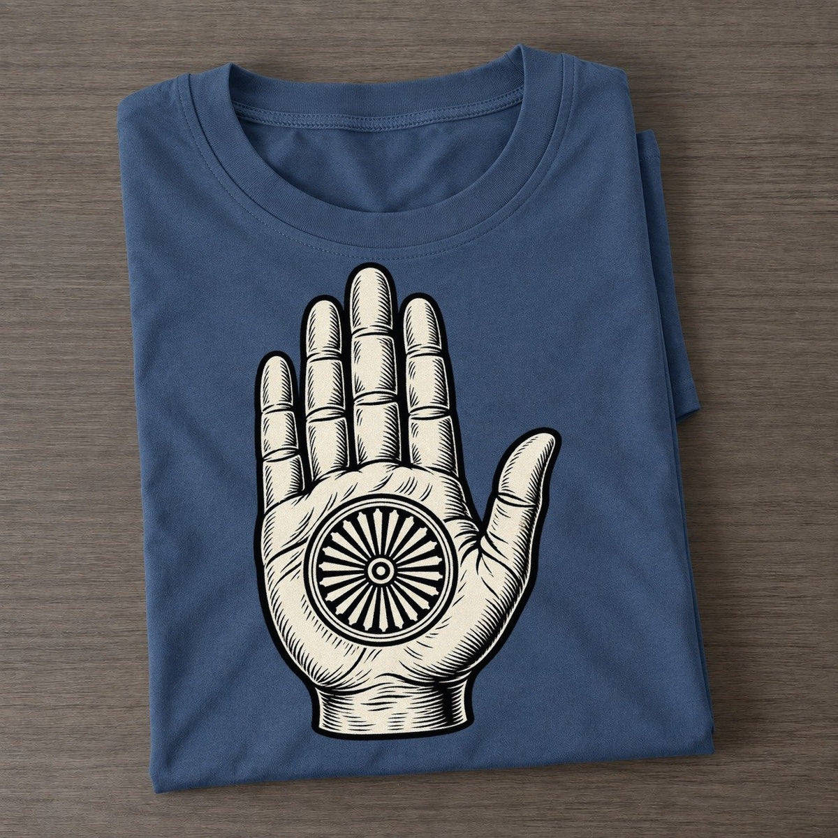 Jain Ahimsa Hand And Wheel World Faiths Ink Figures Classic T-shirt – Twilight Navy