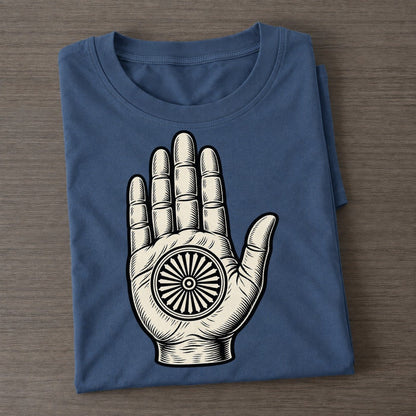 Jain Ahimsa Hand And Wheel World Faiths Ink Figures Classic T-shirt – Twilight Navy