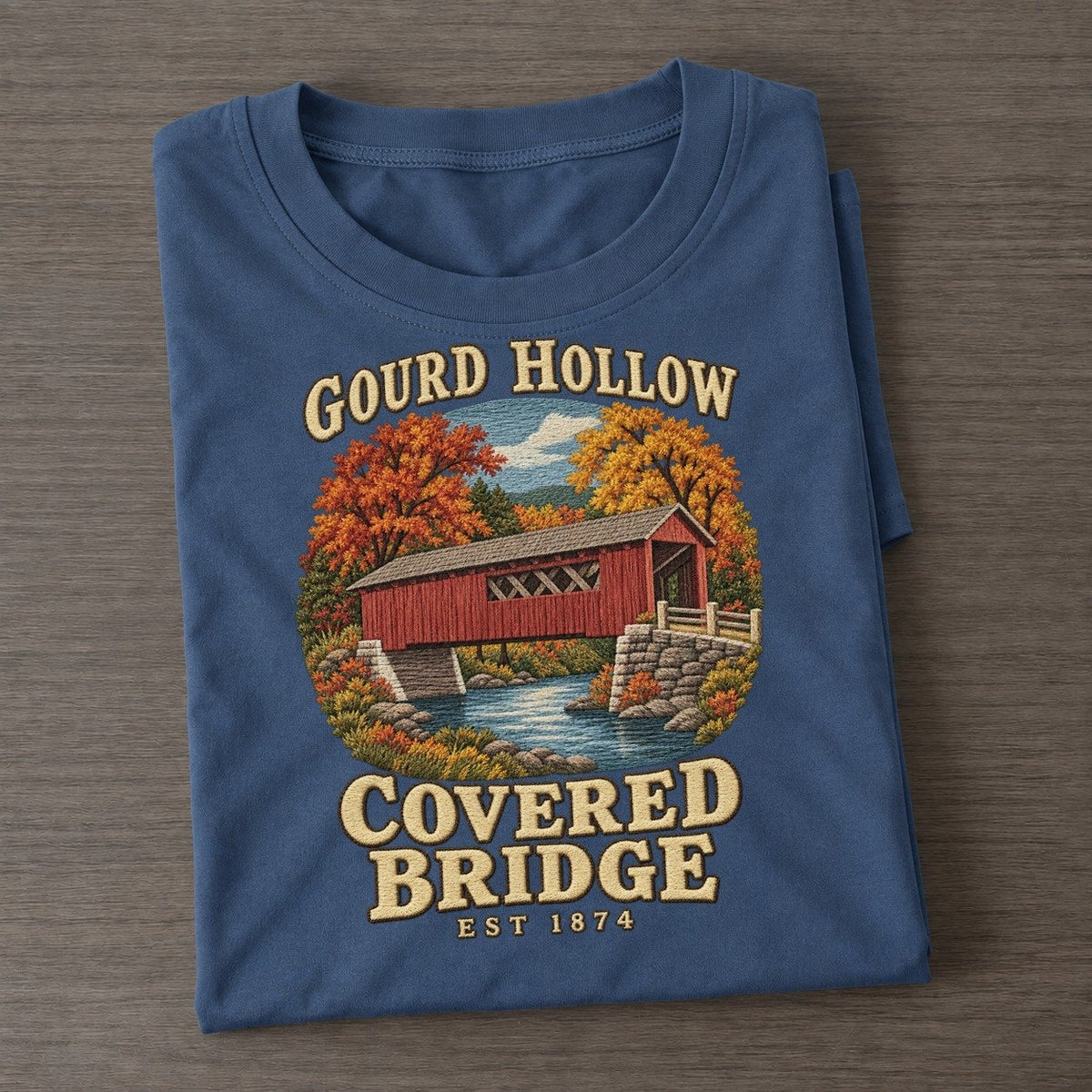 Covered Bridge Gourd Hollow Classic T-shirt – Twilight Navy