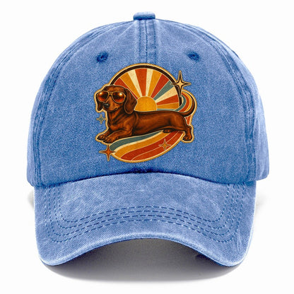 Vintage Retro Dachshund Cruiser Classic Cap – Summer Sky