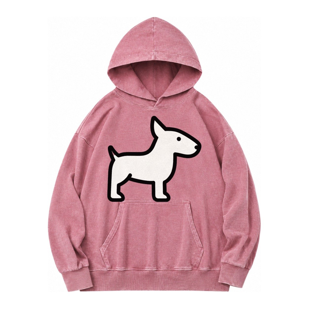 Bull Terrier White Egg Shaped Head Flat Side Profile Vintage Washed Hoodie – Dusty Rose
