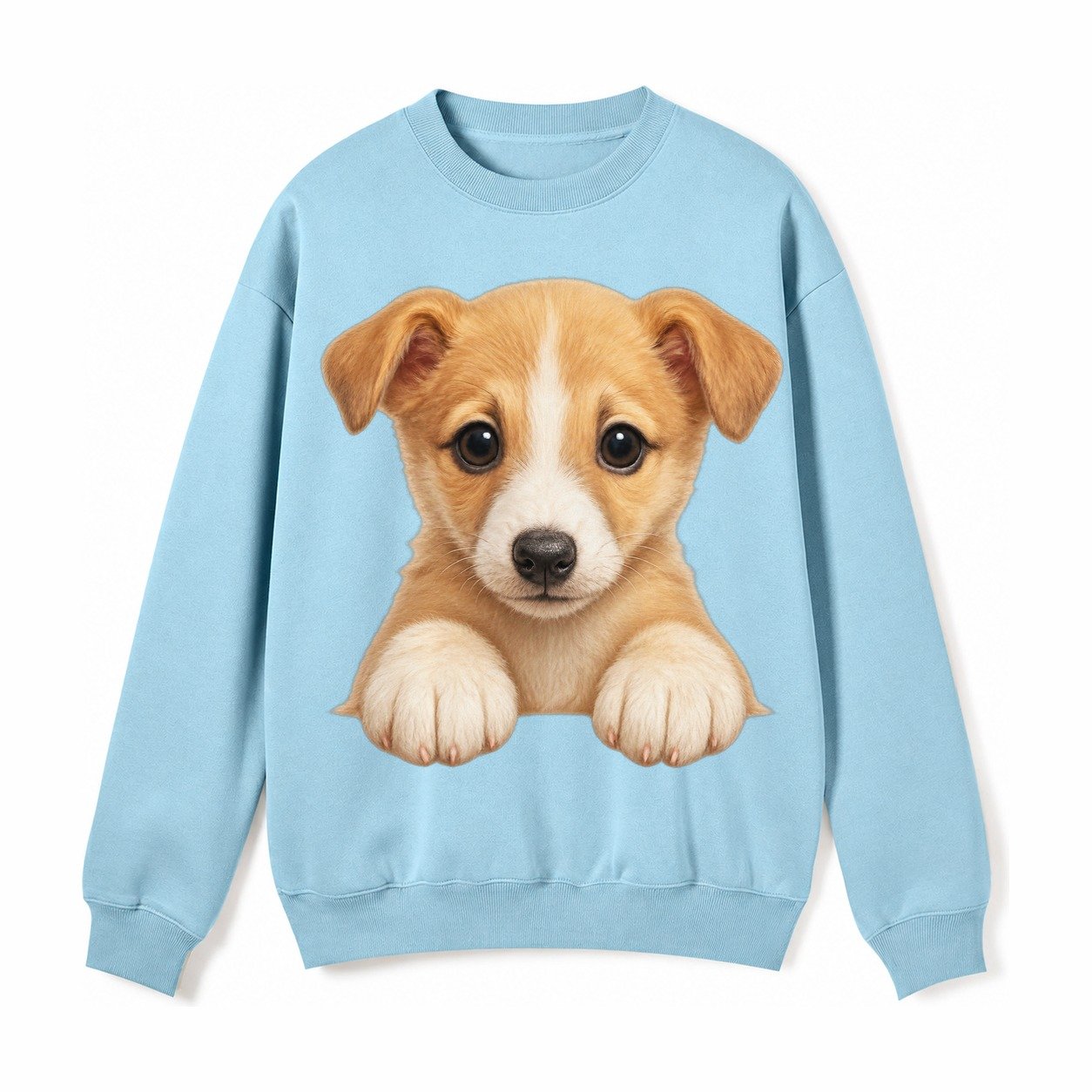 Whippet Fawn Colored Design Fleece Sweatshirt – Light Blue