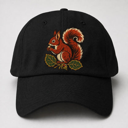 Lake District Red Squirrel And Hazelnuts Uk Culture Heritage Baseball Cap – Black