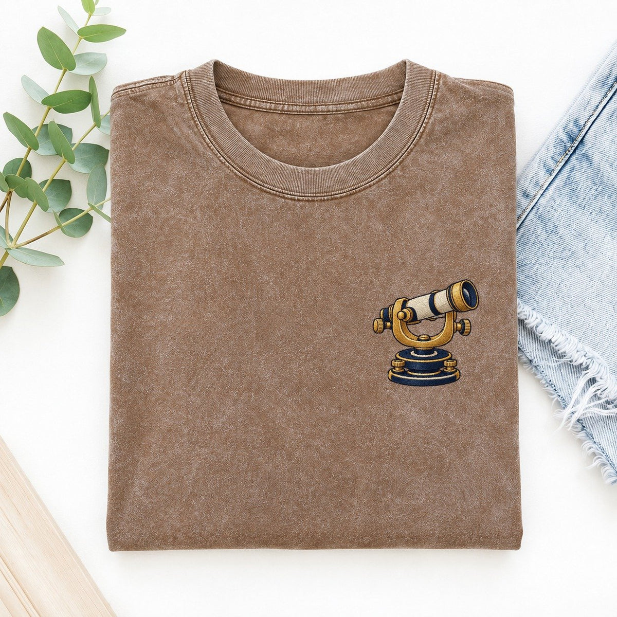 Theodolite Sightline Left Chest Vintage T-shirt – Brown
