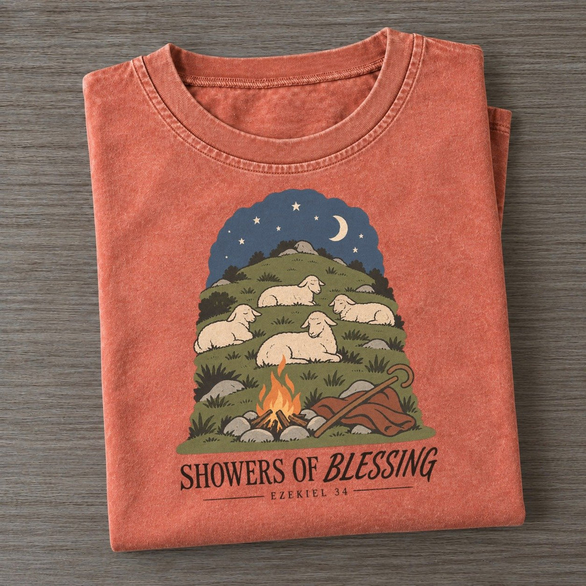 Showers Of Blessing The Counting Gate Vintage T-shirt – Terracotta