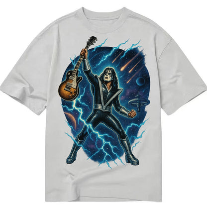Ace Frehley Cosmic Solo Guitar Raised High Space Station Bac Classic T-shirt – Grey