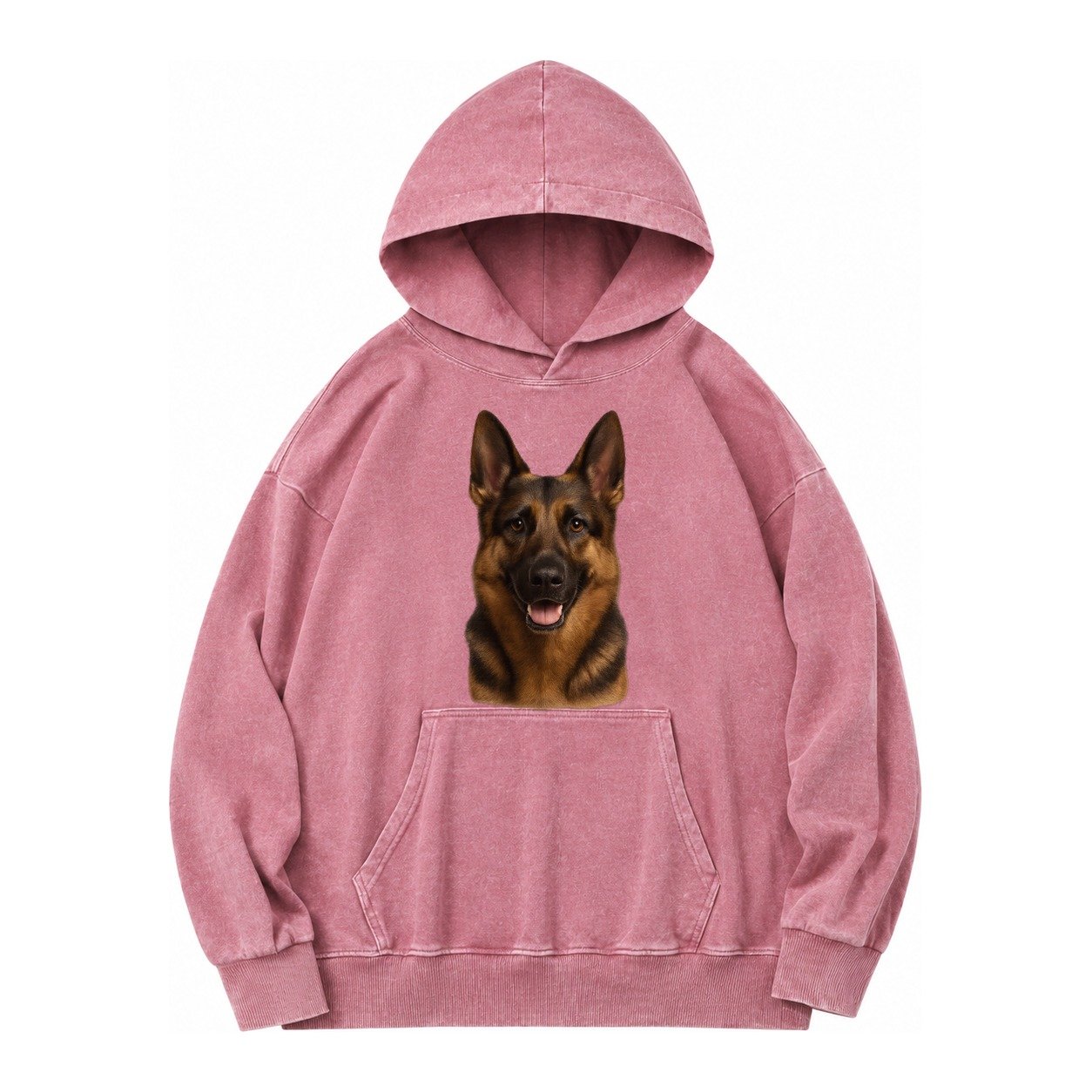 German Shepherd Portrait Vintage Washed Hoodie – Dusty Rose