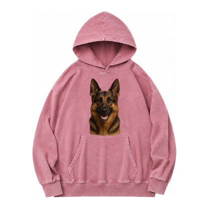 German Shepherd Portrait Vintage Washed Hoodie – Dusty Rose