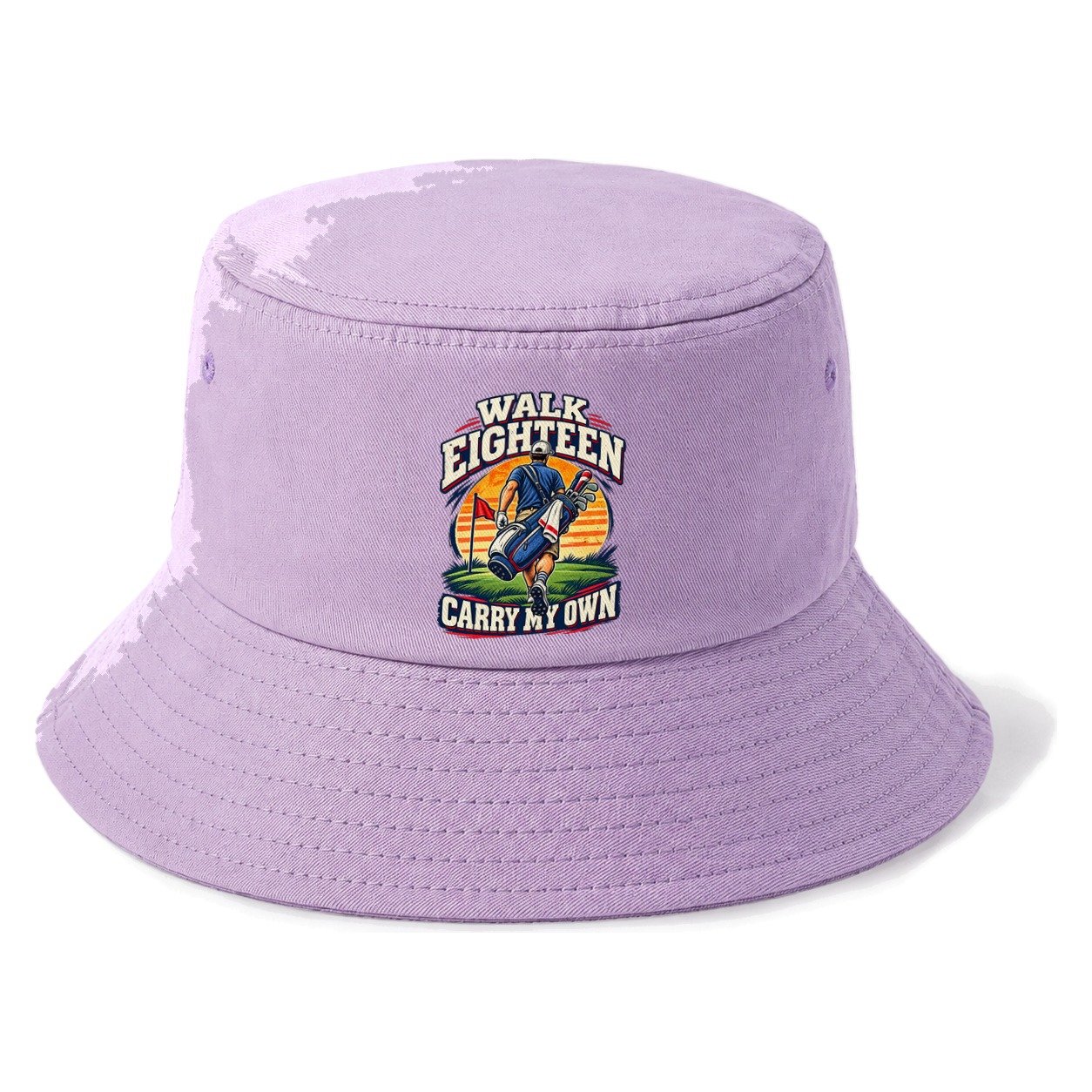 Walk Eighteen Carry My Own Golf Life Bucket Hat – Purple