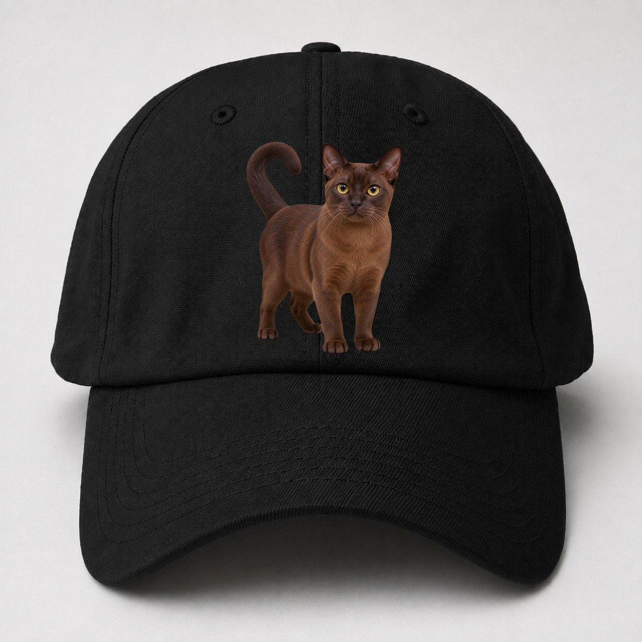 Burmese Standing Three Quarter Realistic Cat Portrait Baseball Cap – Black