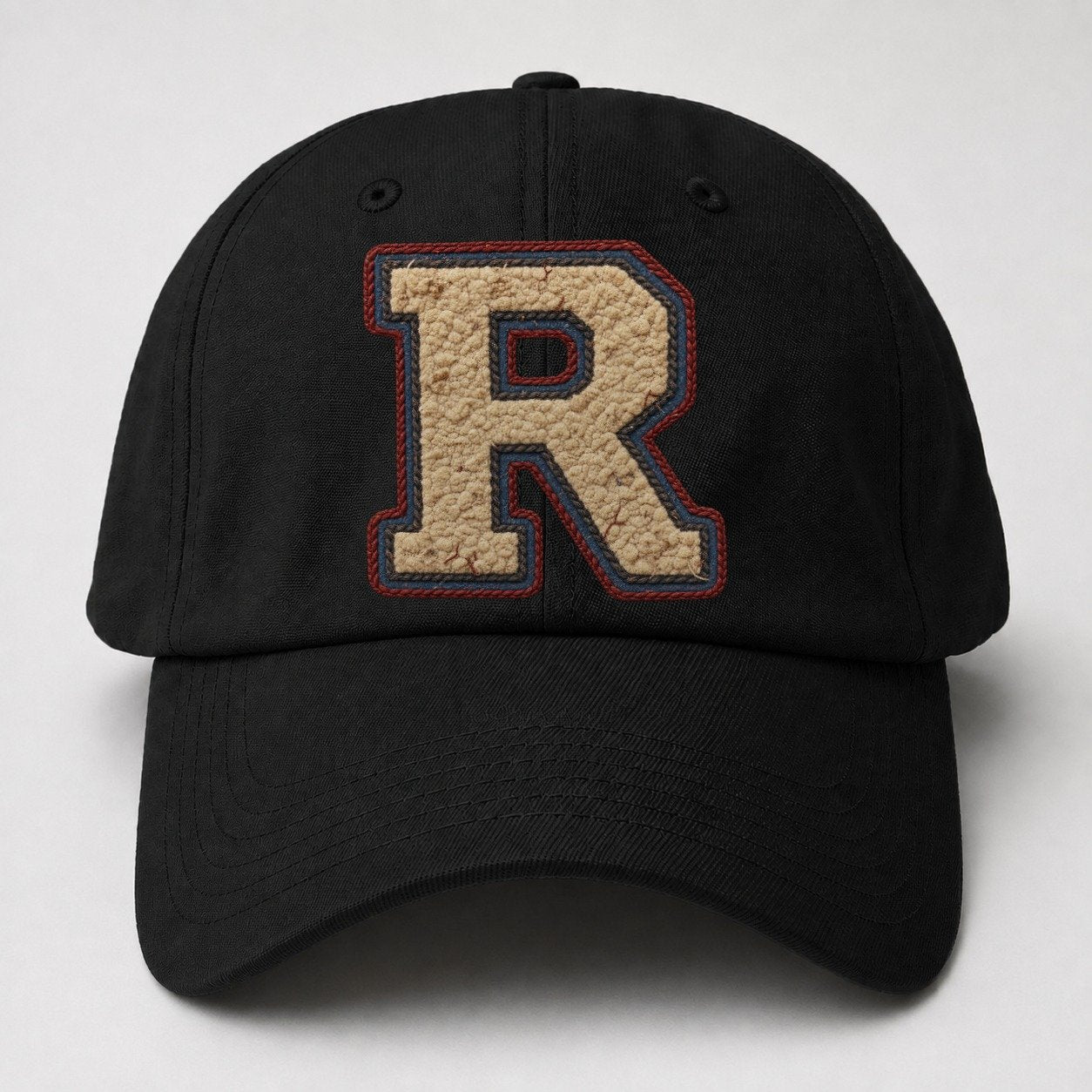 Varsity Chenille R Monogram Baseball Cap – Black