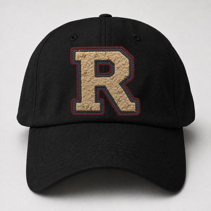 Varsity Chenille R Monogram Baseball Cap – Black