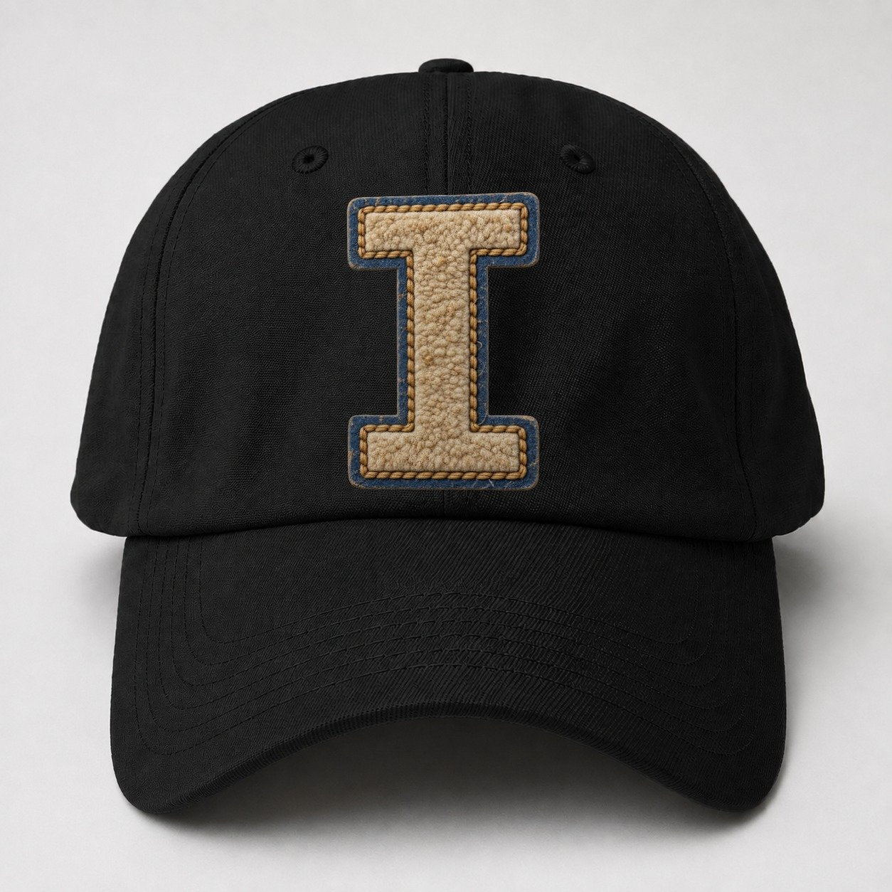 Varsity Chenille I Monogram Baseball Cap – Black