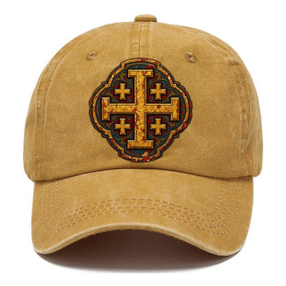 Gold Leaf On Gesso Panel Jerusalem Cross Classic Cap – Golden Harvest