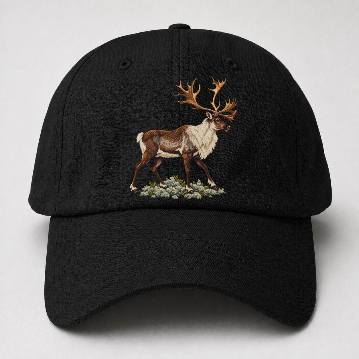 Woodland Caribou And Reindeer Lichen Canada Cultural Icons Baseball Cap – Black