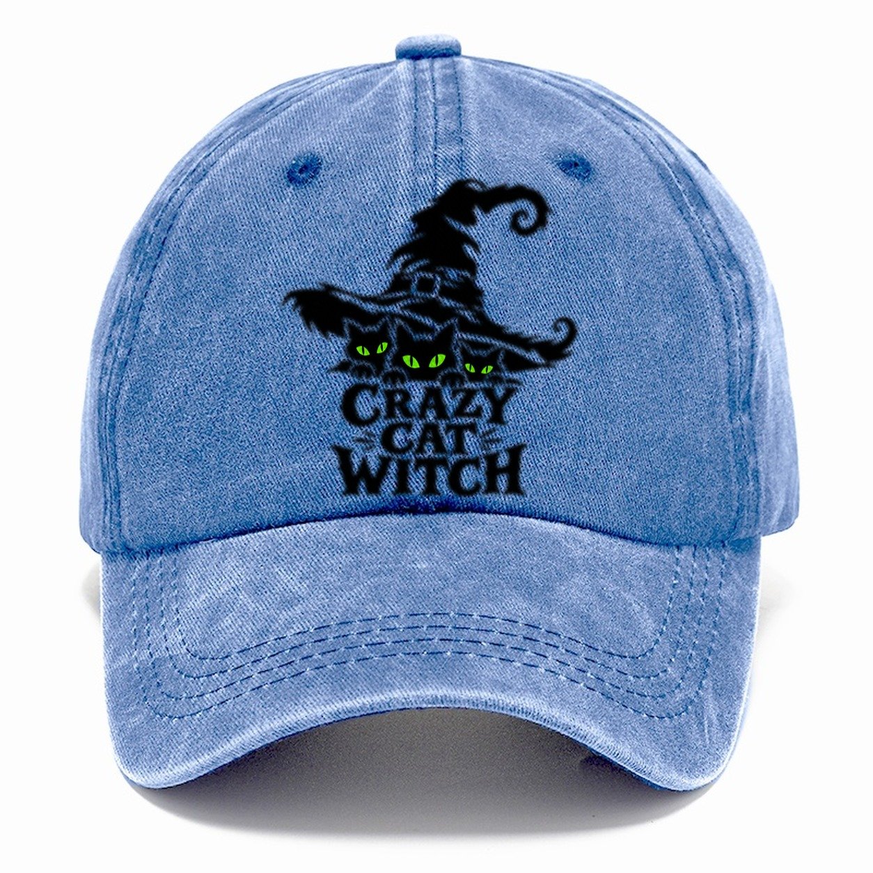 Crazy Cat Witch Slogan Witch Magic Classic Cap – Summer Sky