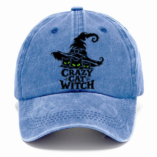 Crazy Cat Witch Slogan Witch Magic Classic Cap – Summer Sky