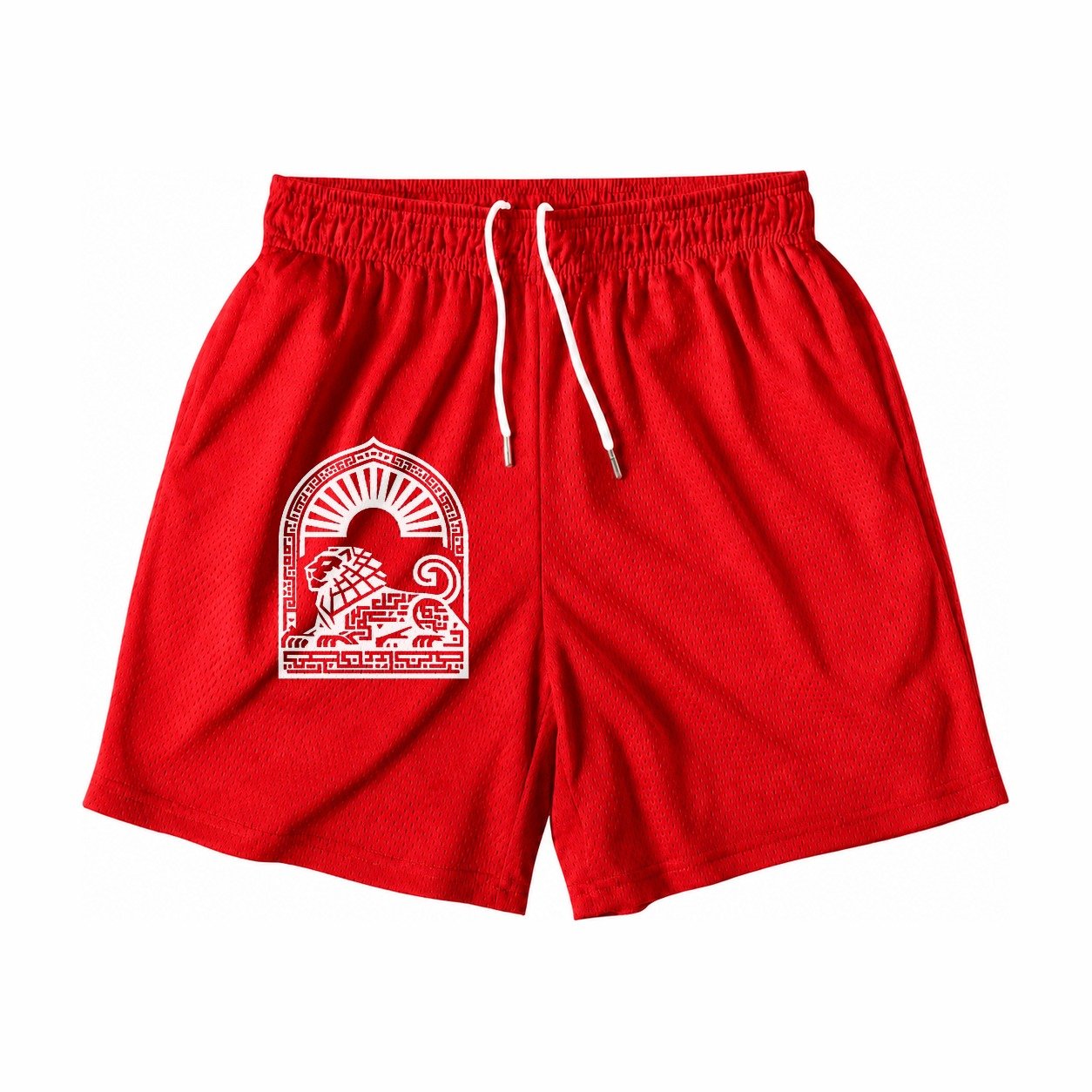 Persian Lion Arch Mesh Shorts – Red